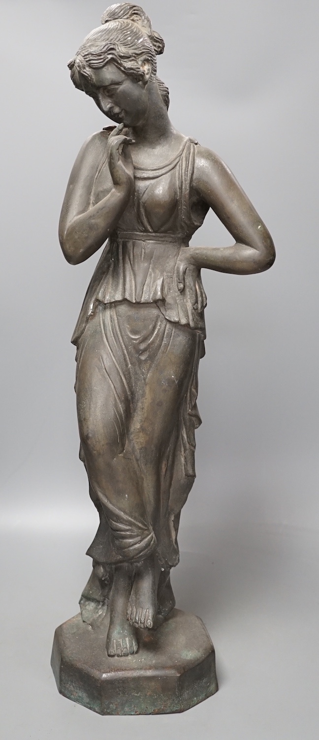 After the antique, bronze female figure, 63cm